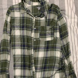 Aerie green flannel plaid shirt